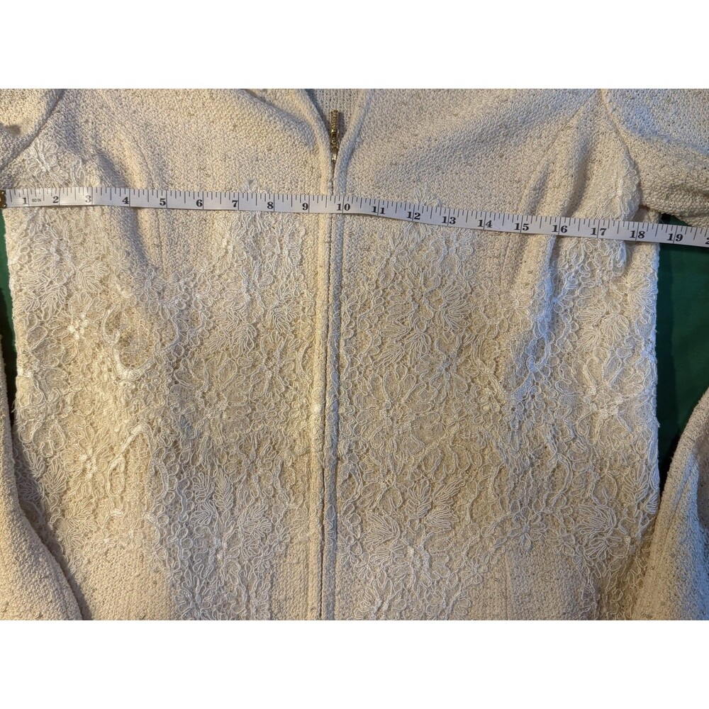 🖤✨ St. John Collection Knit Zip-Up Sweater Top w/ Lace Details Size 10 👚💎 - Picture 4 of 8